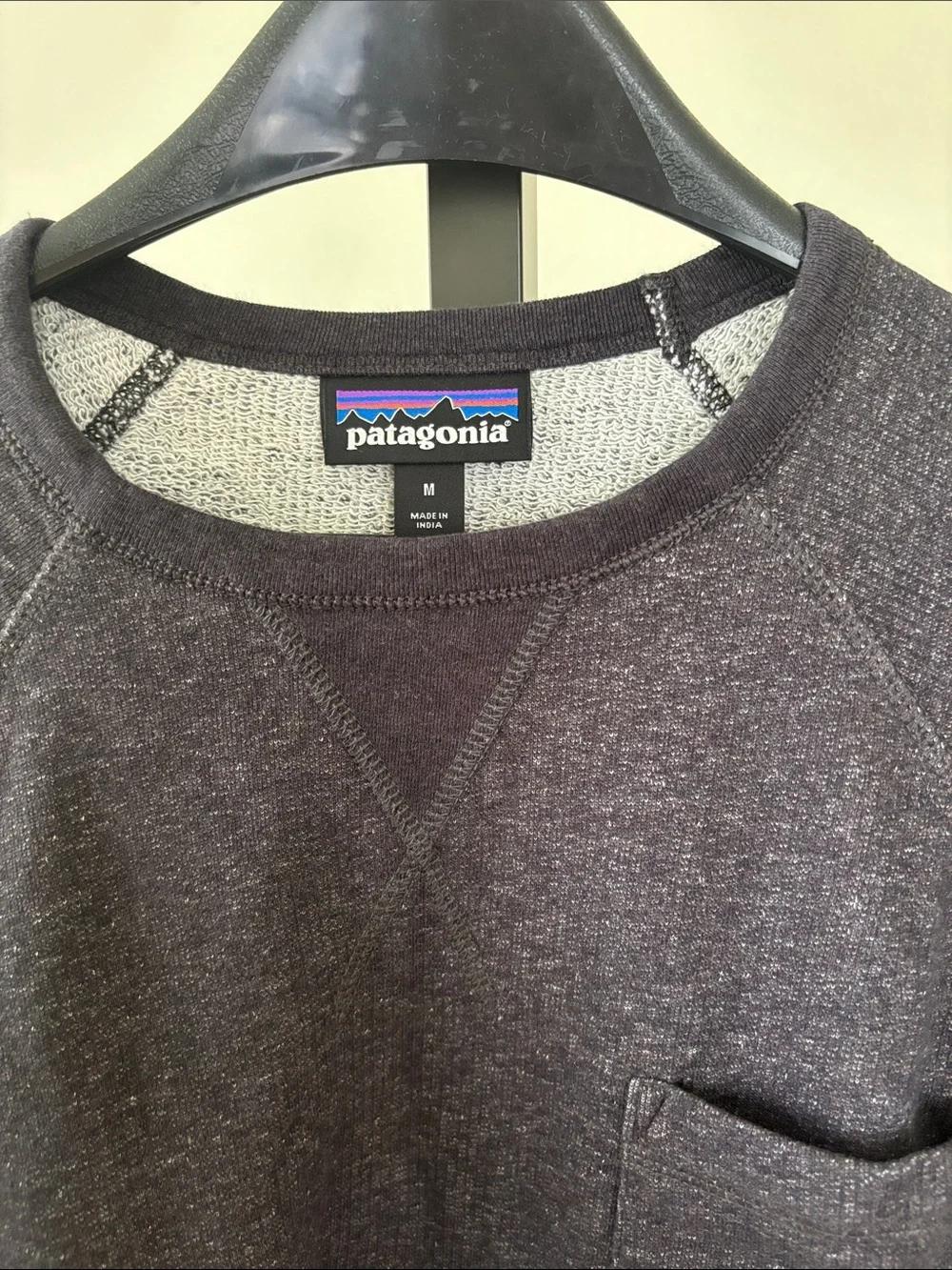 Patagonia Men’s Charcoal Gray Crewneck Sweater with Chest Pocket